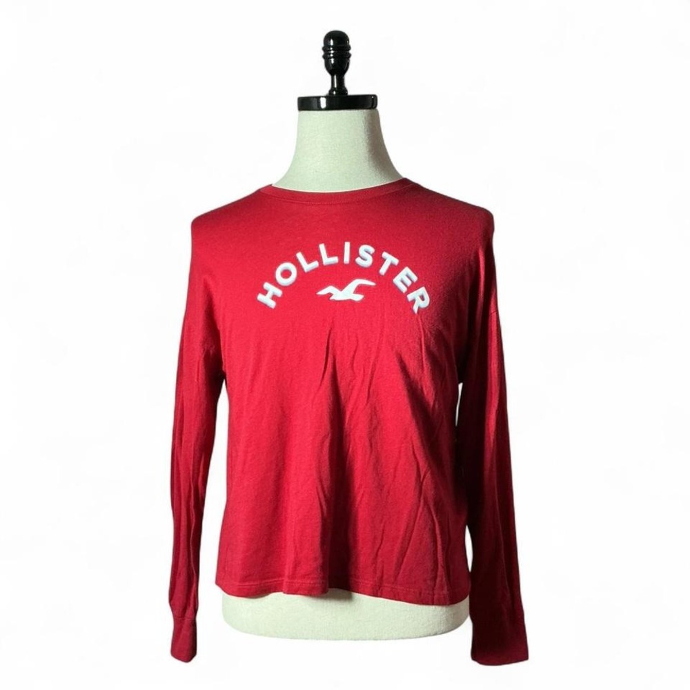 Hollister Y2K Red Long Sleeve Graphic T-Shirt Womens Size Small